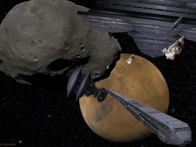 Seit dem Auftauchen der Montaner wimmelt es besonders um den Mars und seine Monde herum von Modulstationen, Zubringern und unterschiedlichsten Raumschiffen.