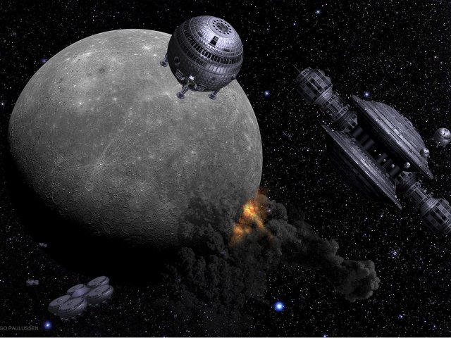 Dockstationen und Robotertransporter verlassen fluchtartig den Merkur. Der Bau einer Forschungsstation muss verschoben werden, denn ein monströser Meteor trifft den Planeten.