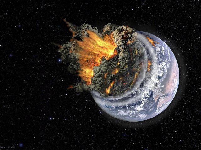 Das Ende der Menschheit. Ein 200 km großer Planetoid aus dem Kuiper-Gürtel ging auf Erdkurs. Einem festen Körper dieser Größe kann die dünne Erdkruste nichts entgegen setzen.