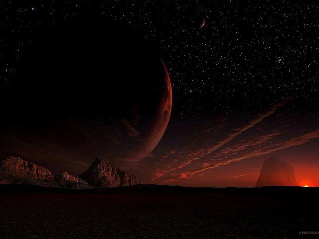 Planetensystem eines roten Zwergsterns.
