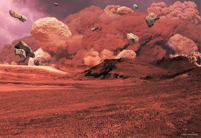 Asteroideneinschlag auf der Xanthe Terra des Mars