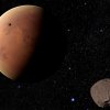 Die Marsmonde Deimos und Phobos. Phobos’ Orbit verläuft etwa 3000 km näher am Planeten. Jupiter ist gegenüber der Erde um ca. 200Millionen km näher gerückt und passiert die Andromeda-Galaxie.